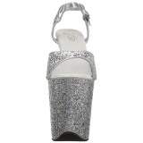 Silber 20 cm FLAMINGO-810LG glitter plateau high heels