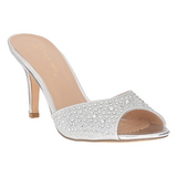 Silber 8,5 cm LUCY-01 glitter pantoletten schuhe damen