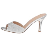 Silber 8,5 cm LUCY-01 glitter pantoletten schuhe damen