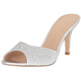 Silber 8,5 cm LUCY-01 glitter pantoletten schuhe damen