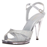 Silber Glitter 12 cm FLAIR-419G High Heel Sandaletten Damen