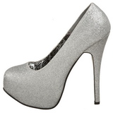 Silber Glitter 14,5 cm Burlesque TEEZE-31G Platform Pumps Schuhe