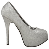 Silber Glitter 14,5 cm Burlesque TEEZE-31G Platform Pumps Schuhe