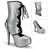 Silber Glitter 14,5 cm Burlesque TEEZE-31G Platform Pumps Schuhe