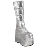Silber Glitter 18 cm STACK-301G demonia stiefel - unisex cyberpunk stiefel