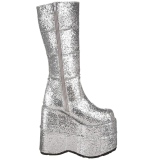 Silber Glitter 18 cm STACK-301G demonia stiefel - unisex cyberpunk stiefel