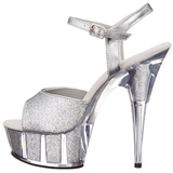 Silber Glitzern 15 cm DELIGHT-609-5G Plateau High Heel