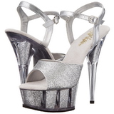 Silber Glitzern 15 cm DELIGHT-609-5G Plateau High Heel