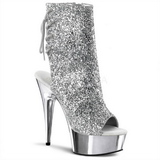 Silber Glitzern 15 cm Pleaser DELIGHT-1018G Plateau Stiefeletten