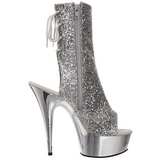 Silber Glitzern 15 cm Pleaser DELIGHT-1018G Plateau Stiefeletten