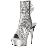 Silber Glitzern 15 cm Pleaser DELIGHT-1018G Plateau Stiefeletten