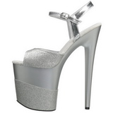 Silber Glitzern 20 cm Pleaser FLAMINGO-809-2G Plateau High Heels