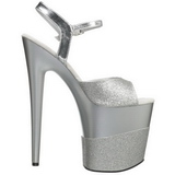 Silber Glitzern 20 cm Pleaser FLAMINGO-809-2G Plateau High Heels