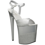 Silber Glitzern 20 cm Pleaser FLAMINGO-809-2G Plateau High Heels