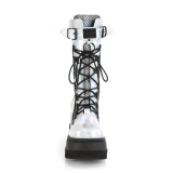 Silber Hologramm 11,5 cm SHAKER-70 damen cyberpunk plateaustiefel