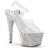 Silber Kristall Stein 18 cm BEJEWELED-708MS Platform High Heel Schuhe