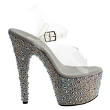 Silber Kristall Stein 18 cm BEJEWELED-708MS Platform High Heel Schuhe