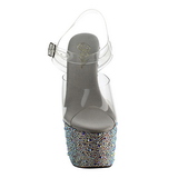 Silber Kristall Stein 18 cm BEJEWELED-708MS Platform High Heel Schuhe