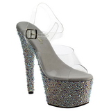 Silber Kristall Stein 18 cm BEJEWELED-708MS Platform High Heel Schuhe