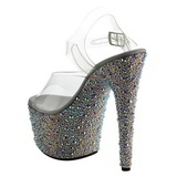 Silber Kristall Stein 18 cm BEJEWELED-708MS Platform High Heel Schuhe