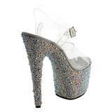 Silber Kristall Stein 18 cm BEJEWELED-708MS Platform High Heel Schuhe