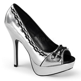 Silber Kunstleder 13,5 cm PIXIE-18 Gothic Pumps Schuhe