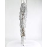 Silber Kunstleder 18 cm BEJRSF-7 Damen stiefel mit fransen