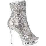 Silber Pailletten 15,5 cm BLONDIE-R-1008 Halbhohe Stiefel Plateau