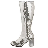 Silber Pailletten 8 cm SPECTACUL-300SQ Damen Stiefel