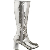 Silber Pailletten 8 cm SPECTACUL-300SQ Damen Stiefel