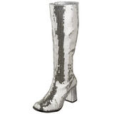 Silber Pailletten 8 cm SPECTACUL-300SQ Damen Stiefel