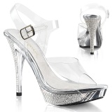 Silber Strass 12 cm ELEGANT-408 Sandaletten Plateau Absätzen