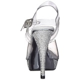 Silber Strass 12 cm ELEGANT-408 Sandaletten Plateau Absätzen