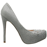 Silber Strass 13 cm DESTINY-06R Plateau Damen Pumps Schuhe