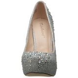 Silber Strass 13 cm DESTINY-06R Plateau Damen Pumps Schuhe