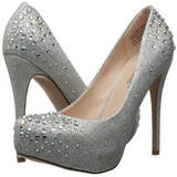 Silber Strass 13 cm DESTINY-06R Plateau Damen Pumps Schuhe