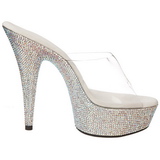 Silber Strass 15,5 cm BEJEWELED-601DM Plateau Mules Schuhe