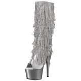 Silber Strass 18 cm ADORE-2024RSF Damen stiefel mit fransen