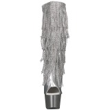 Silber Strass 18 cm ADORE-2024RSF Damen stiefel mit fransen