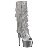 Silber Strass 18 cm ADORE-2024RSF Damen stiefel mit fransen