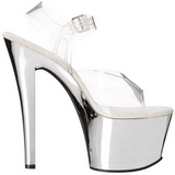 Silber Transparent 18 cm SKY-308 Plateau High Heels