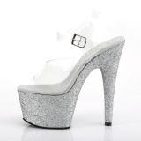 Silber glitter 18 cm Pleaser ADORE-708HMG pole dance high heels schuhe