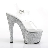 Silber glitter 18 cm Pleaser ADORE-708HMG pole dance high heels schuhe