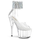 Silber strass 18 cm ADORE-724RS-02 pleaser high heels mit knöchelmanschette
