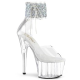 Silber strass 18 cm ADORE-724RS pleaser high heels mit knöchelmanschette