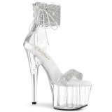 Silber strass 18 cm ADORE-727RS pleaser high heels mit knöchelmanschette