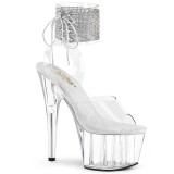 Silber strass 18 cm ADORE-791-2RS pleaser high heels mit knöchelmanschette