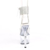 Silber strass 18 cm ADORE-791-2RS pleaser high heels mit knöchelmanschette