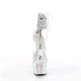 Silber strass 18 cm BEJEWELED-7-RS-02 pleaser high heels mit knöchelmanschette