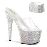 Silber strass 18 cm BEJEWELED-712RS pleaser high heels mit knöchelmanschette